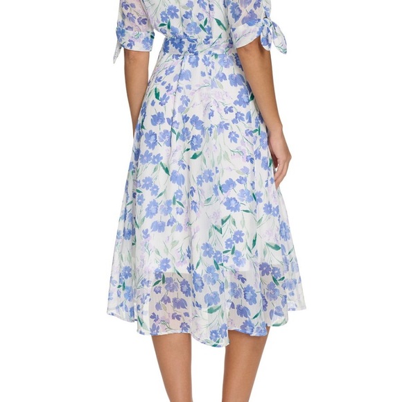 Calvin Klein Floral-Print Pink and White Chiffon Dress - Picture 10 of 10